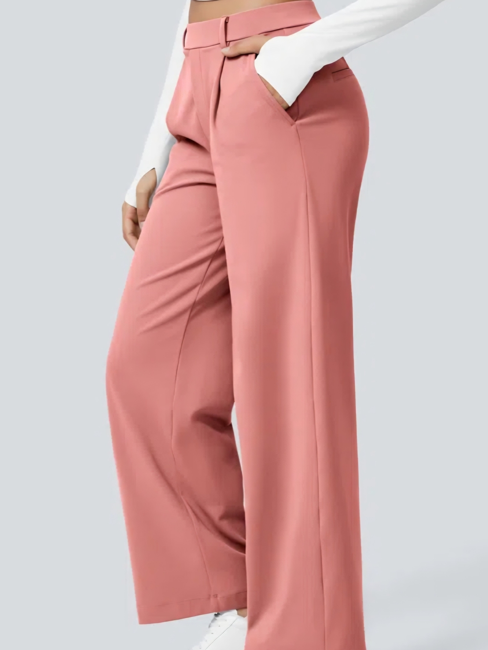 HALARA Wide-Leg High-Rise Pants in Dusty Rose - Picture 6 of 7